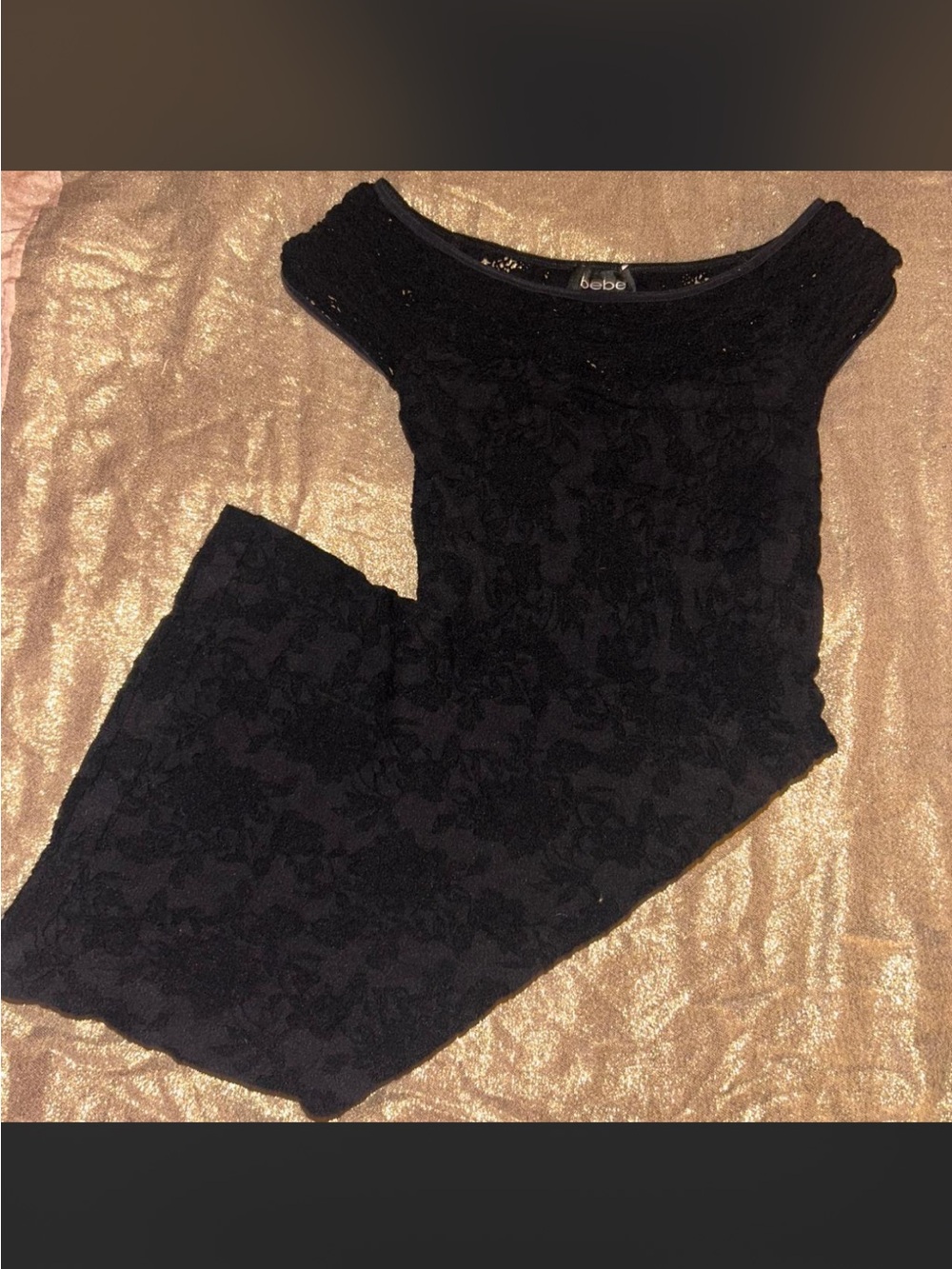 Bebe Lace off the shoulder dress
